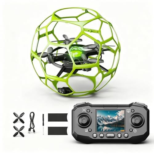 Drones with Camera, Brushless Drones With 4K LCD Screen Remote Control, Soccer FPV WiFi Quadcopter With LED Lights, One-Key Takeoff/Landing, 3 Speed Mode, 360° Flips, Headless Mode, 2 Batteries