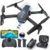 Drone with 1080P Camera for Beginners and Adults, Foldable Remote Control Quadcopter with Voice Control, Gestures Selfie, Altitude Hold, One Key Start, 3D Flips, 2 Batteries