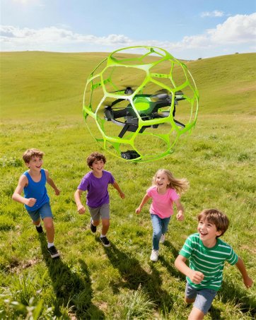 Drones with Camera, Brushless Drones With 4K LCD Screen Remote Control, Soccer FPV WiFi Quadcopter With LED Lights, One-Key Takeoff/Landing, 3 Speed Mode, 360° Flips, Headless Mode, 2 Batteries